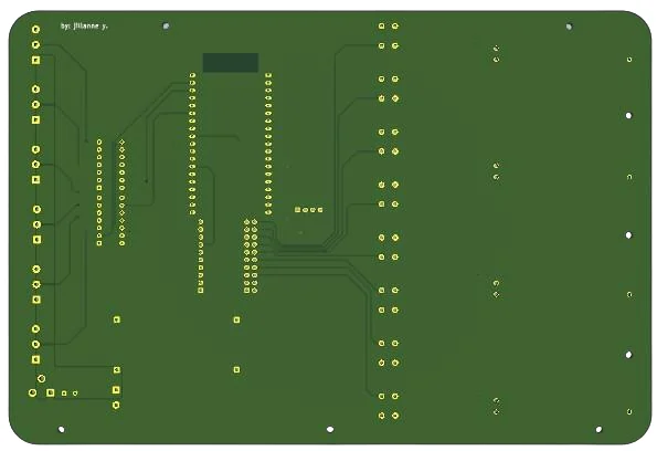 3D render of the bottom of the PCB