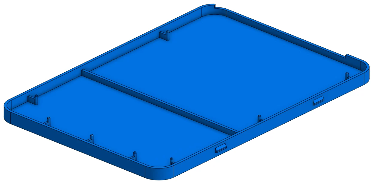 Bottom cover with PCB bosses and rib