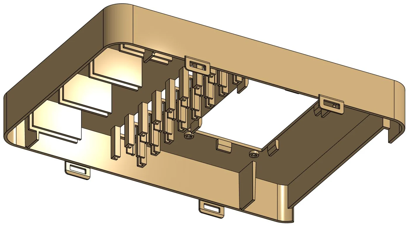 Top cover with slider walls, keycap slots and snap hooks