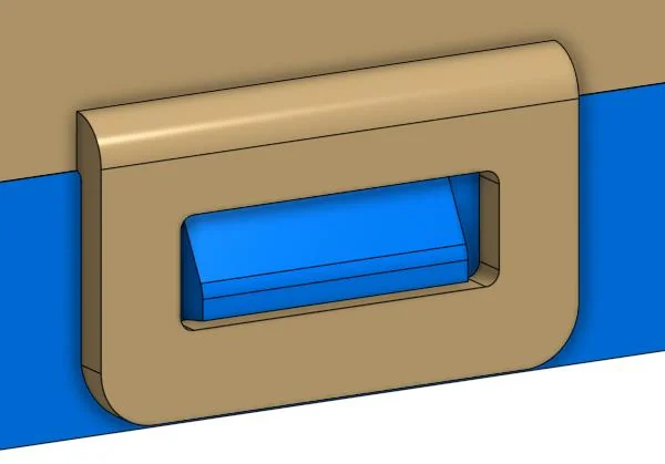 Close-up of the snap-fit hook