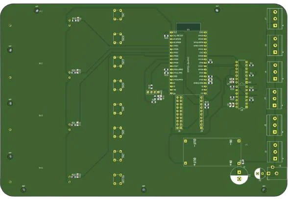 3D render of the top of the PCB