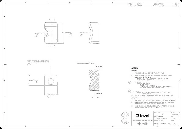 Drawing of a sintered magnet