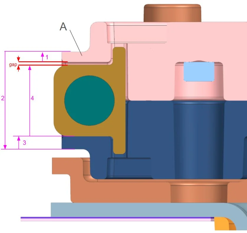 Tolerance stack-up cross-section
